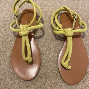 Sole Society Yellow Suede Sandals size 6. NWOT